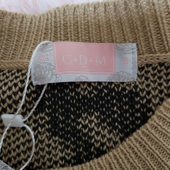 Women's Leopard Print Long Sleeve Sweater Dress- Light Brown/ Black - Picture 11 of 13